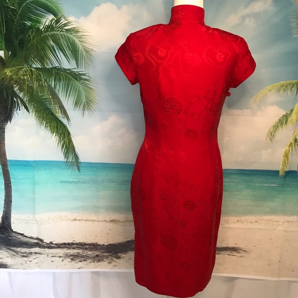Authentics Chinese Silk Dress Red Beautiful US 8 - Picture 2 of 16